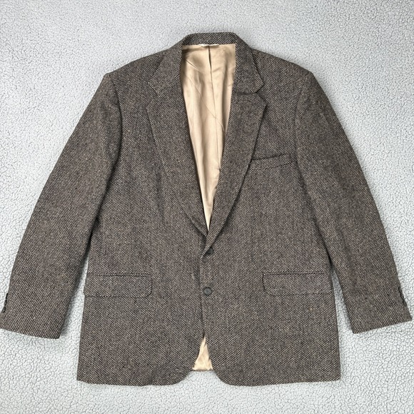 Alexander Lloyd Tweed Executive Blazer Men 48L Houndstooth Flecked Speckled Wool - Picture 2 of 16